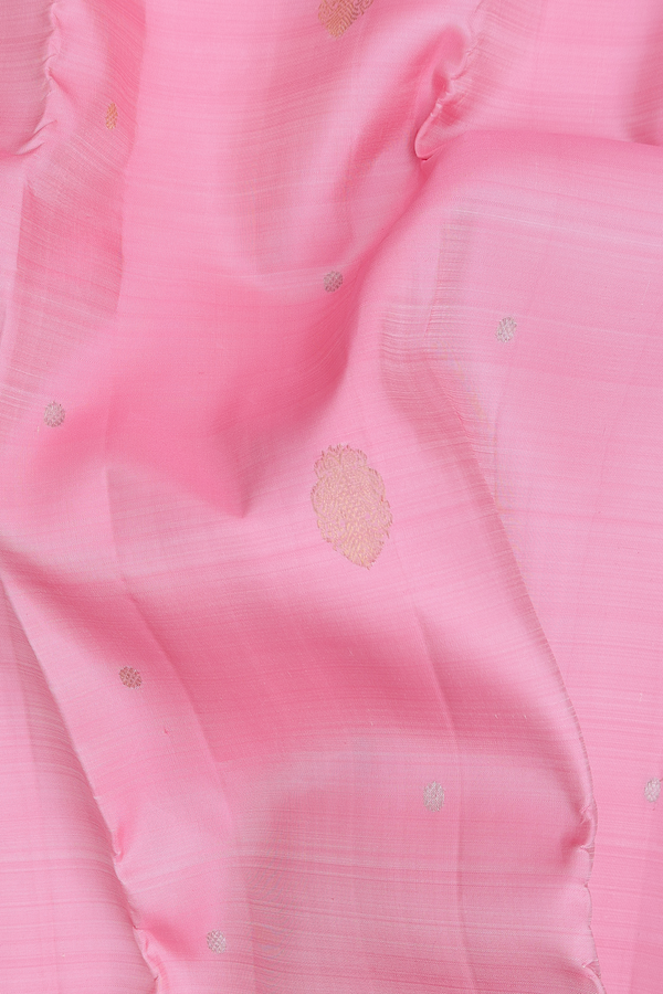 Kanchipuram Silk Saree In Pink With Iruthalai Pakshi Buttas