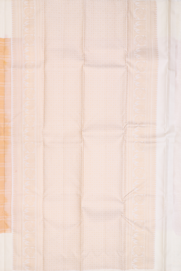 Kanchipuram Silk Saree In Yellow With Checks Design