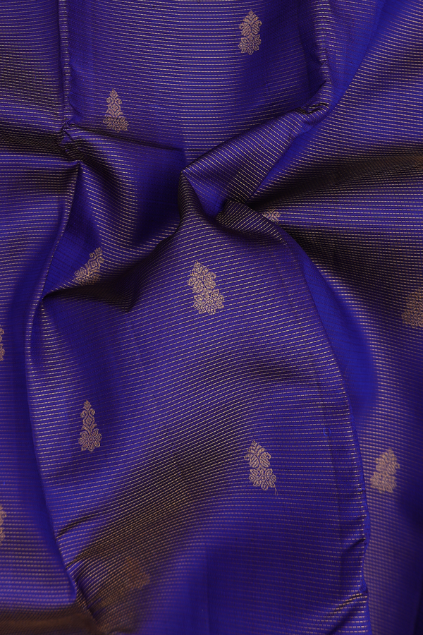 Kanchipuram Silk Saree In Royal Blue With Stripes Design