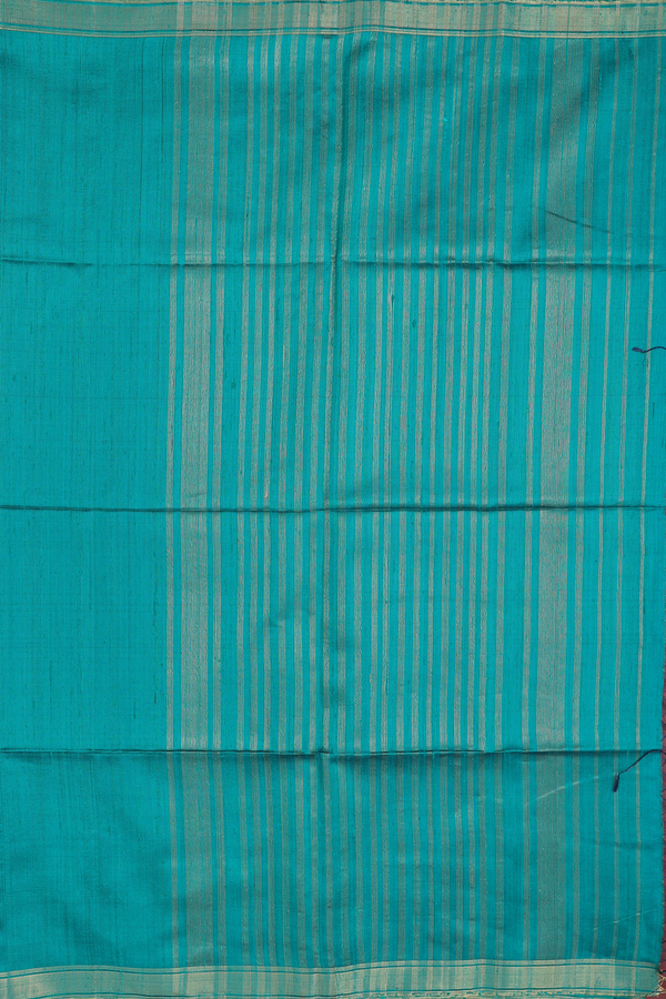 Raw Silk Saree In Plain Green With Zari Border