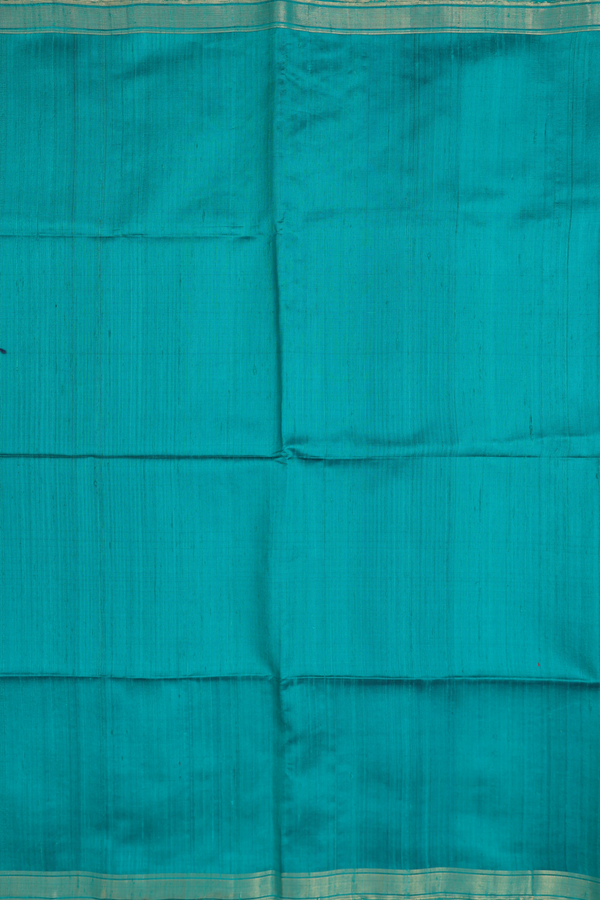 Raw Silk Saree In Plain Green With Zari Border