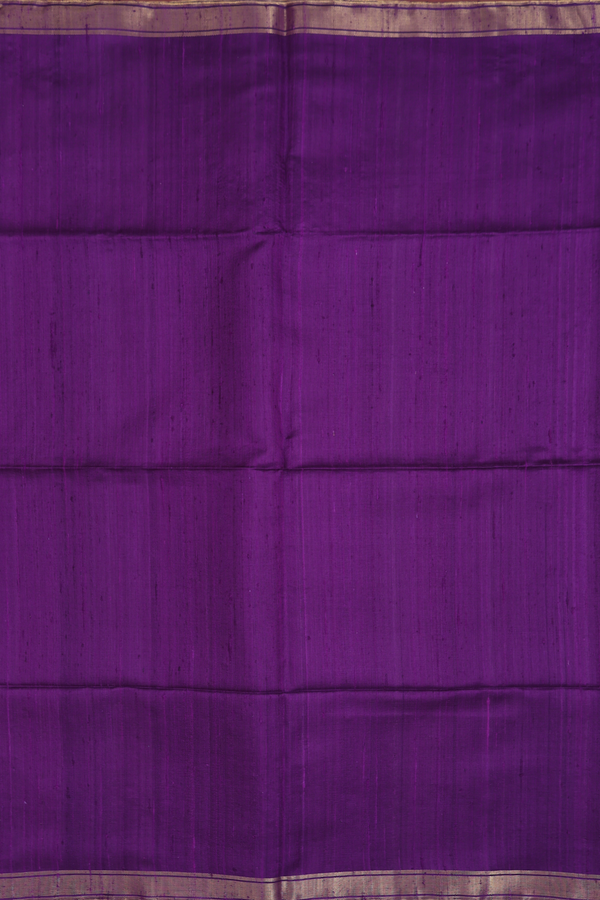 Raw Silk Saree In Plain Deep Purple With Zari Border