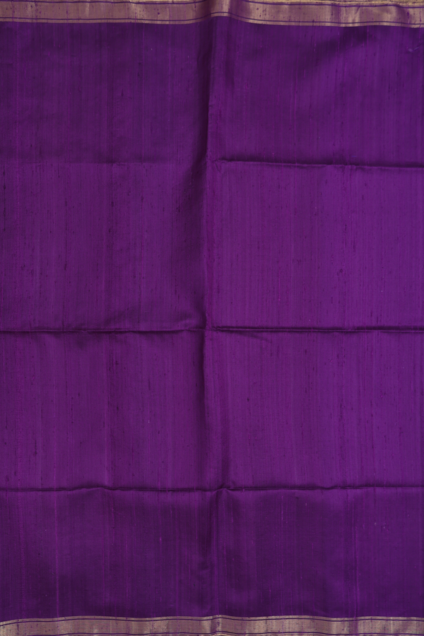 Raw Silk Saree In Plain Deep Purple With Zari Border