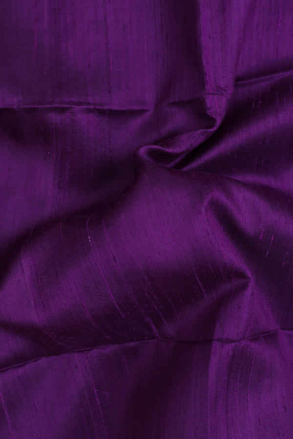 Raw Silk Saree In Plain Deep Purple With Zari Border