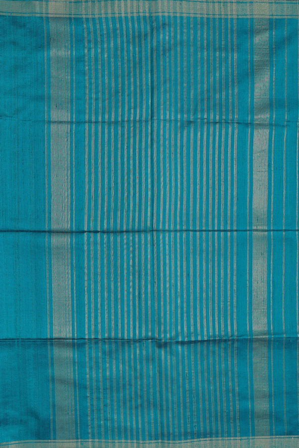 Raw Silk Saree In Plain Green With Zari Border