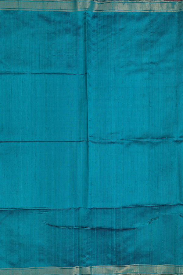 Raw Silk Saree In Plain Green With Zari Border