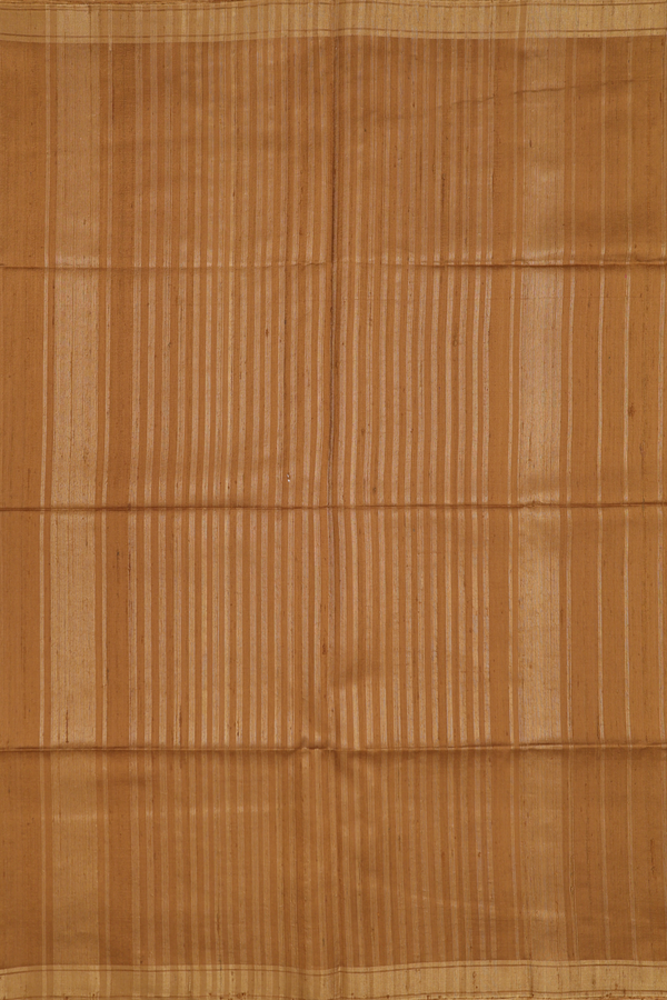 Raw Silk Saree In Plain Golden Brown With Zari Border