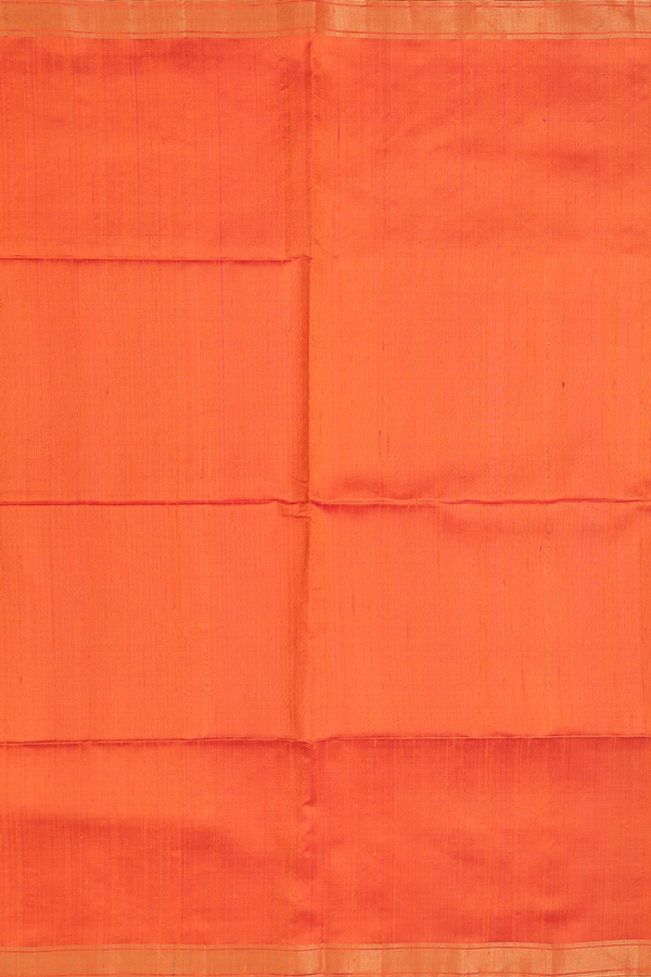 Raw Silk Saree In Plain Orange With Zari Border