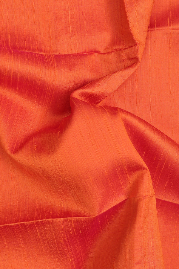 Raw Silk Saree In Plain Orange With Zari Border