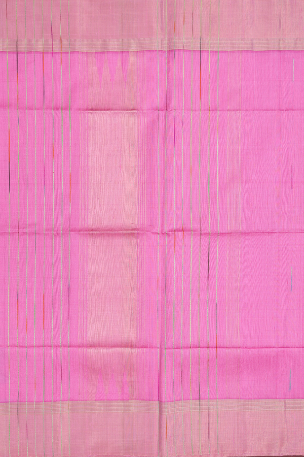 Raw Silk Saree In Pink With Threadwork Buttas