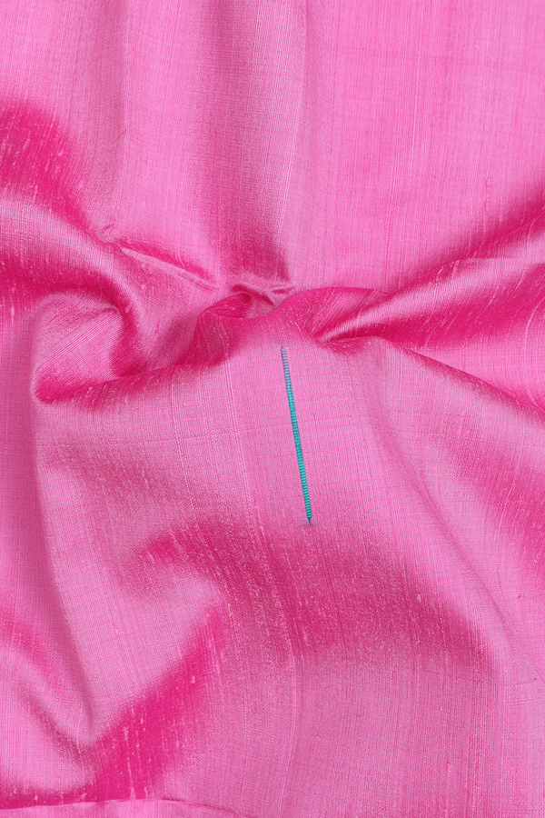 Raw Silk Saree In Pink With Threadwork Buttas