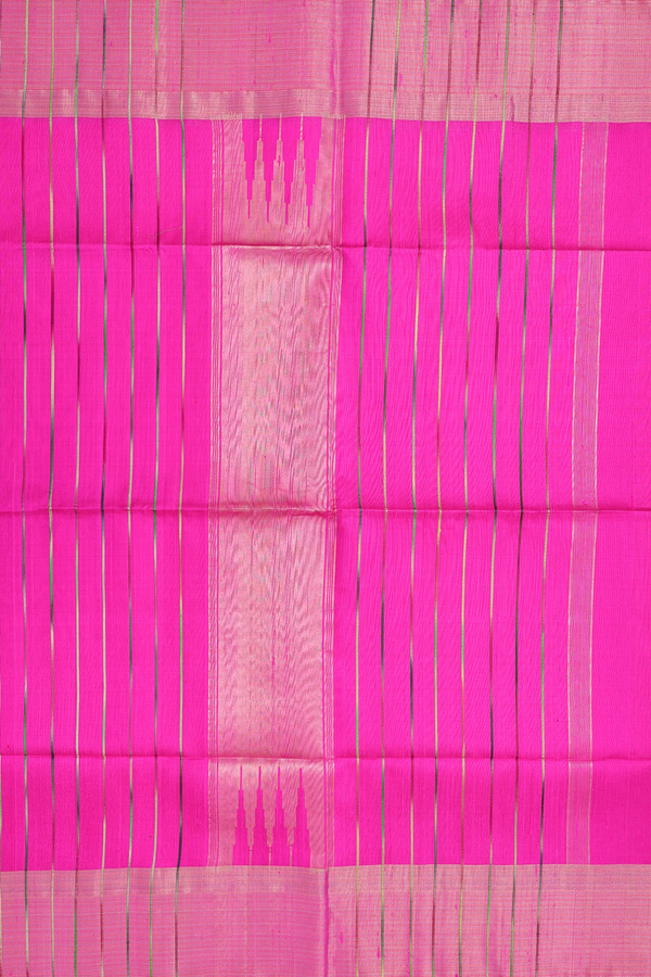 Raw Silk Saree In Magenta With Threadwork Buttas