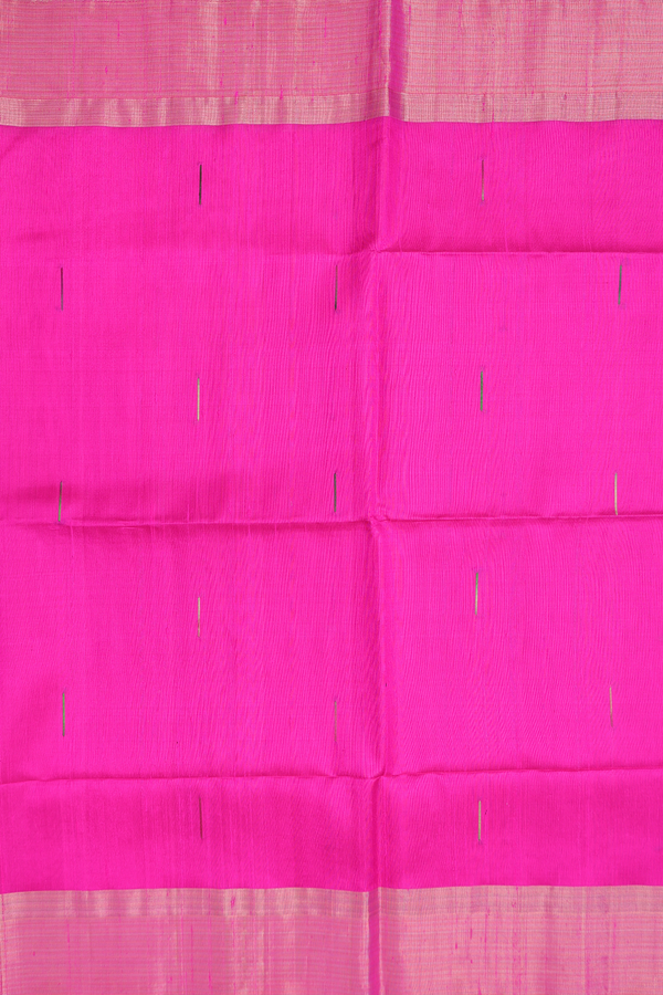 Raw Silk Saree In Magenta With Threadwork Buttas