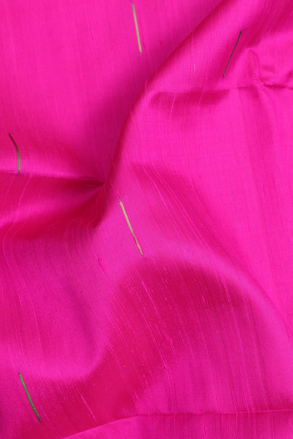 Raw Silk Saree In Magenta With Threadwork Buttas