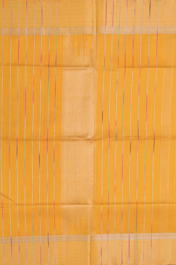 Raw Silk Saree In Yellow With Threadwork Buttas
