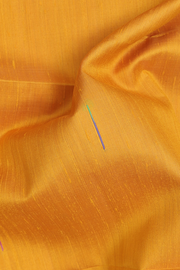 Raw Silk Saree In Yellow With Threadwork Buttas