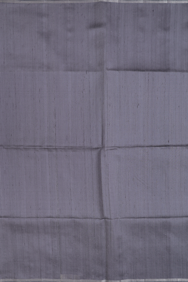 Raw Silk Saree In Grey With Plain