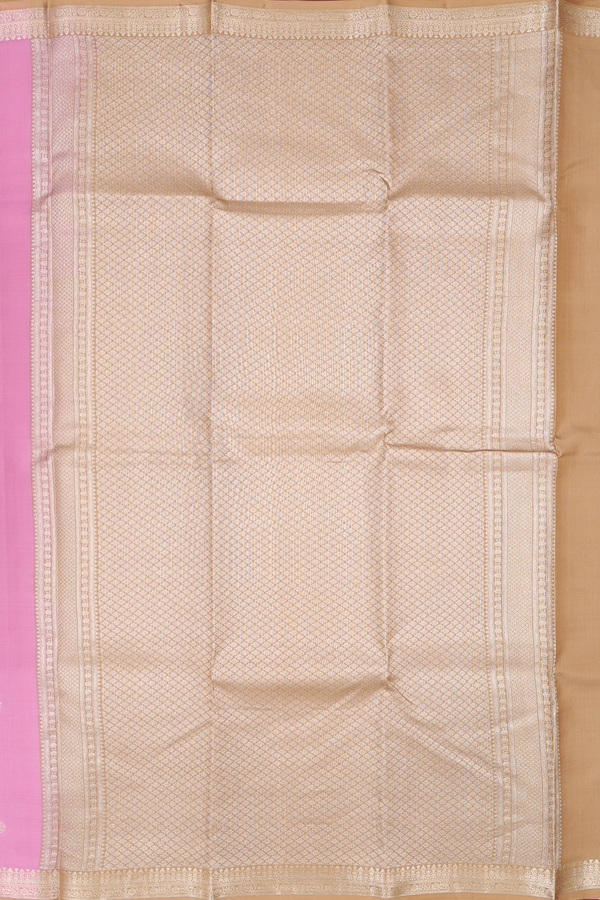 Kanchipuram Silk Saree In Pink With Zari Buttas