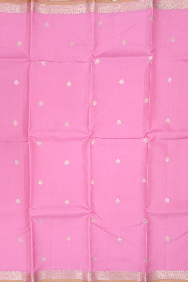 Kanchipuram Silk Saree In Pink With Zari Buttas