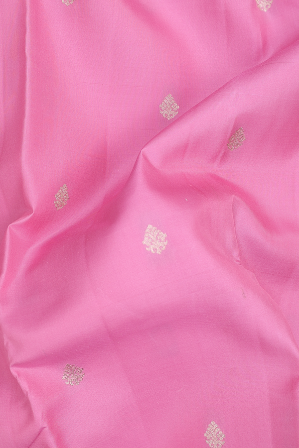 Kanchipuram Silk Saree In Pink With Zari Buttas
