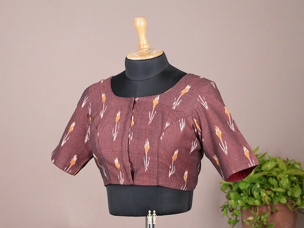 Printed Design Maroon Cotton Readymade Blouse