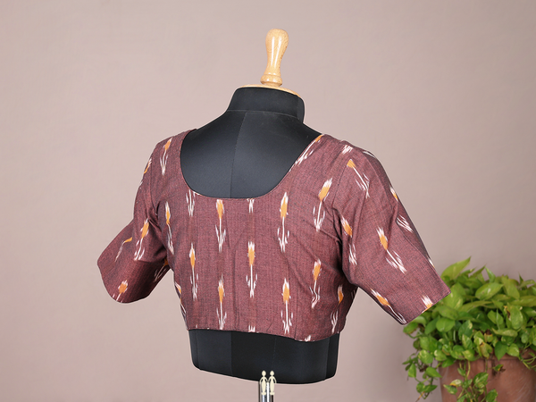 Printed Design Maroon Cotton Readymade Blouse