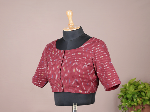 Printed Design Burgundy Red Cotton Readymade Blouse