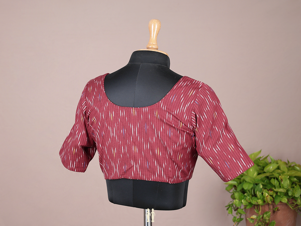 Printed Design Burgundy Red Cotton Readymade Blouse