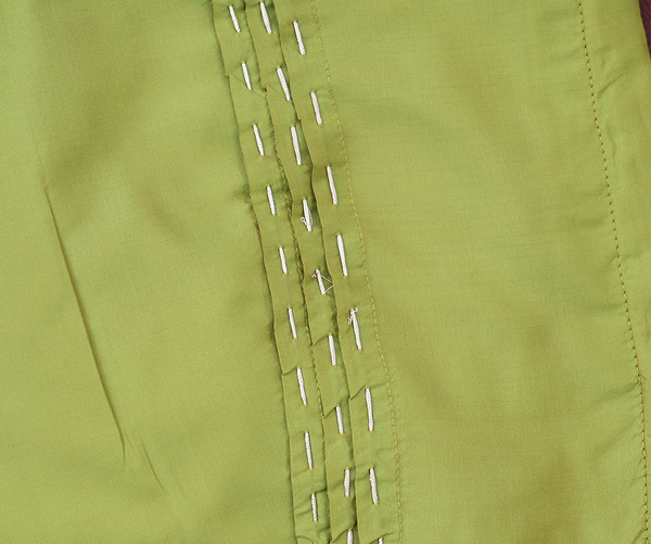 V-Neck Plain Pear Green Semi Silk Readymade Blouse