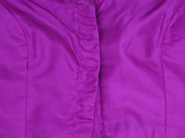 Round Neck Plain Purple Silk Readymade Blouse