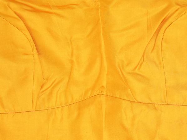 V-Neck Plain Saffron Yellow Silk Readymade Blouse