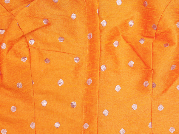 Zari Buttas Orange Raw Silk Readymade Blouse