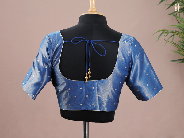 Zari Buttas Blue Semi Silk Readymade Blouse
