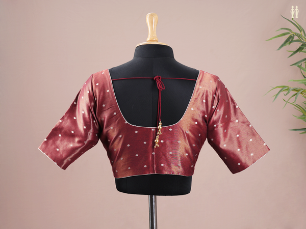 Zari Buttas Maroon Semi Silk Readymade Blouse