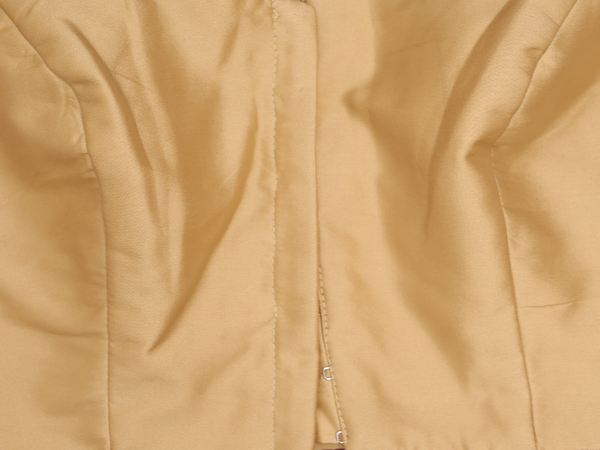 Round Neck Plain Tan Brown Silk Readymade Blouse