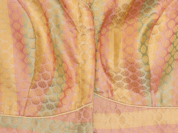 Round Neck Brocade Multicolor Banarasi Silk Readymade Blouse