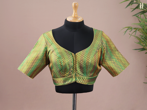 Brocade Design Green Banarasi Silk Readymade Blouse