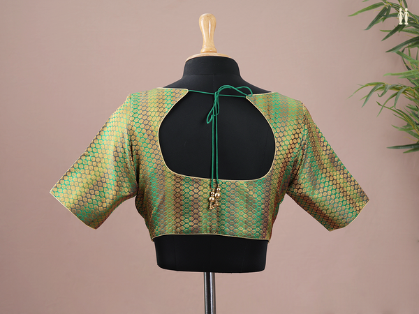 Brocade Design Green Banarasi Silk Readymade Blouse