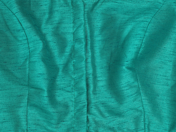 Round Neck Plain Green Raw Silk Readymade Blouse