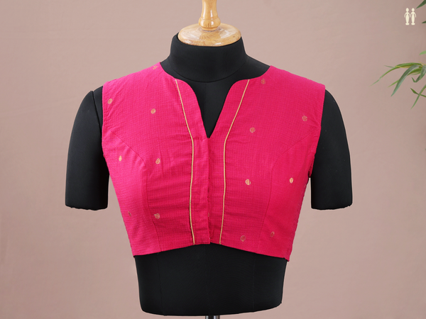 Zari Buttas Pink Cotton Readymade Blouse
