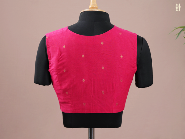 Zari Buttas Pink Cotton Readymade Blouse