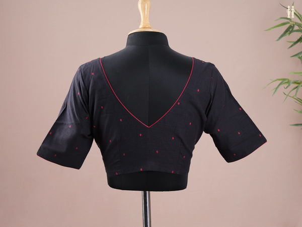 Threadwork Buttas Black Cotton Readymade Blouse