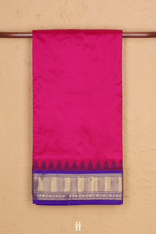 Nine Yards Silk Saree In Dark Pink With Contrast Border