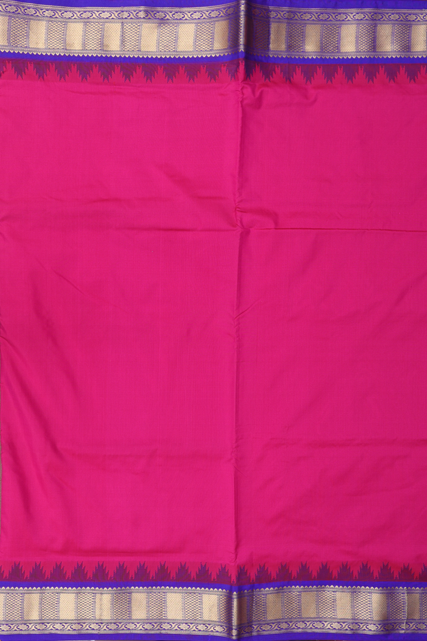 Nine Yards Silk Saree In Dark Pink With Contrast Border