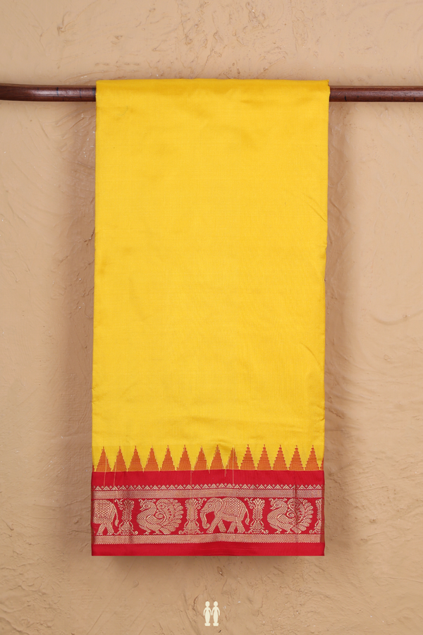 Nine Yards Silk Saree In Yellow With Contrast Border