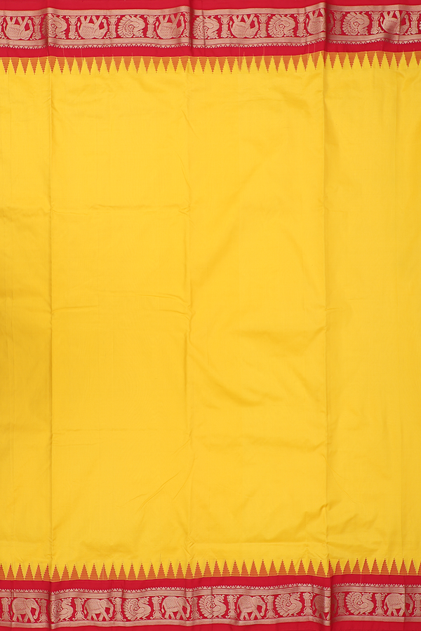 Nine Yards Silk Saree In Yellow With Contrast Border