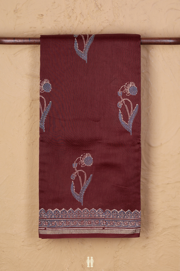 Chanderi Silk Cotton Saree In Red With Floral Design