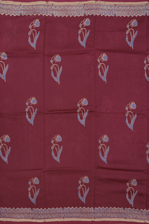Chanderi Silk Cotton Saree In Red With Floral Design