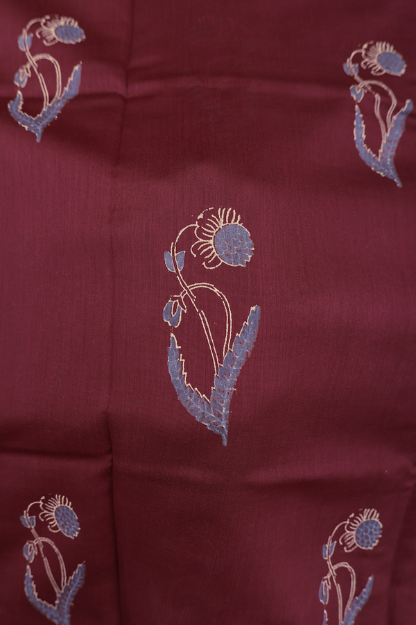Chanderi Silk Cotton Saree In Red With Floral Design