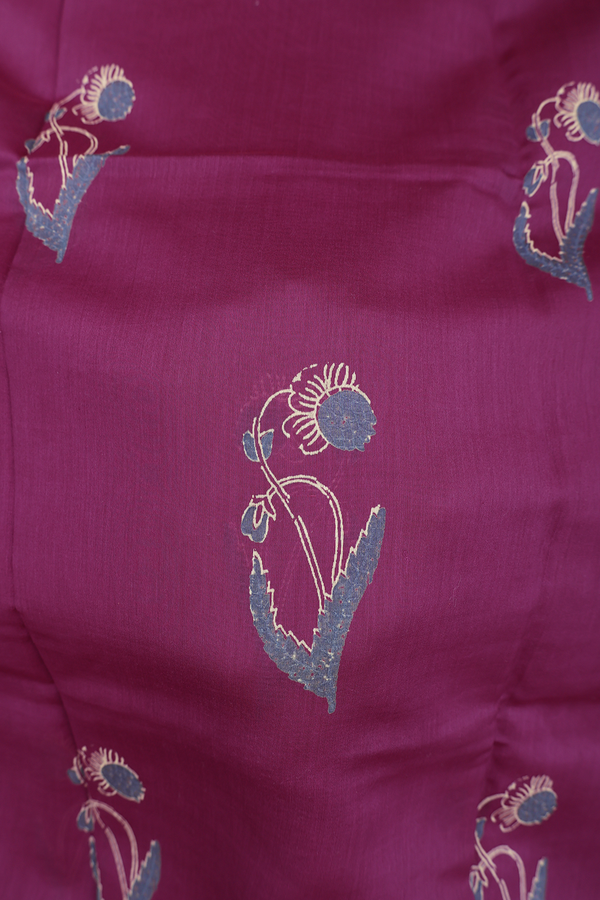 Chanderi Silk Cotton Saree In Purple With Floral Design